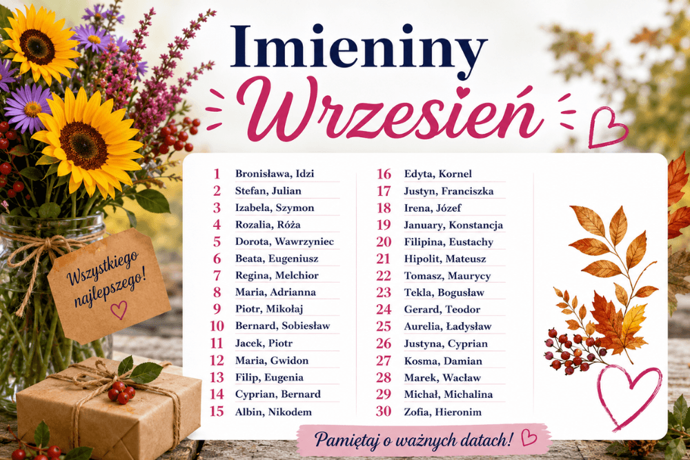 Imieniny wrzesień