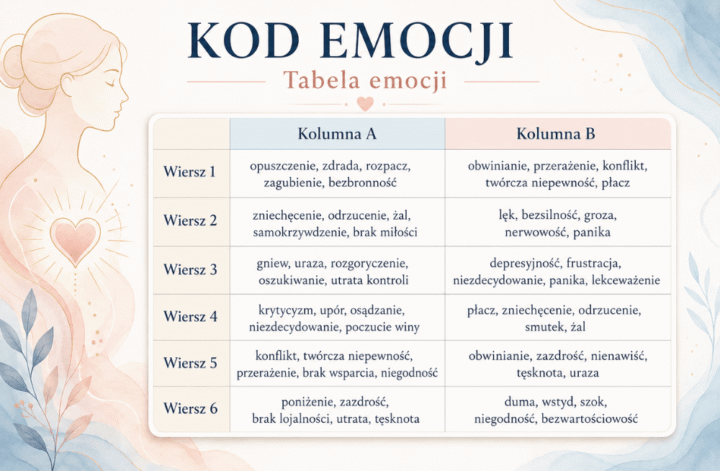 kod emocji tabela